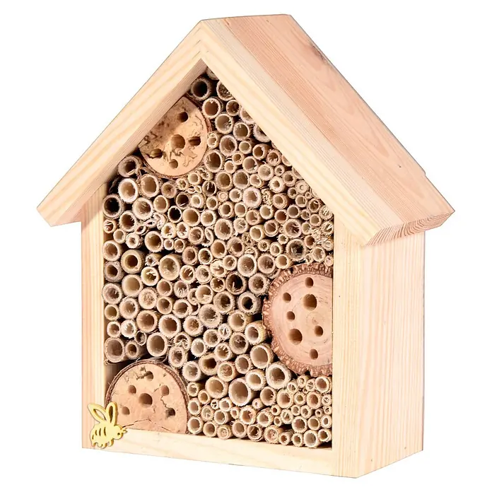 Dobar Insektenhotel - 19 x 9,5 x 22 cm, Holz, Natur - Diagonale Ansicht