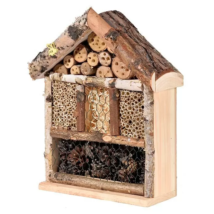 Dobar Insektenhotel - 30 x 12 x 37 cm, Holz, Mit Rindendach