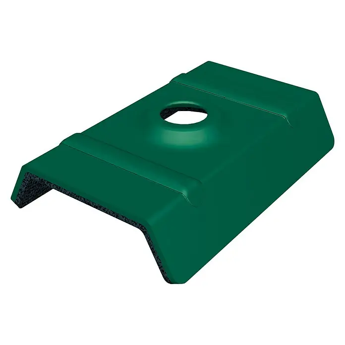Anclaje para atornillar placas Soditer - Verde, 50 ud. - Soporte de carril verde con agujero central, perfecto para montar rieles de forma segura. Ideal para proyectos de construcción.