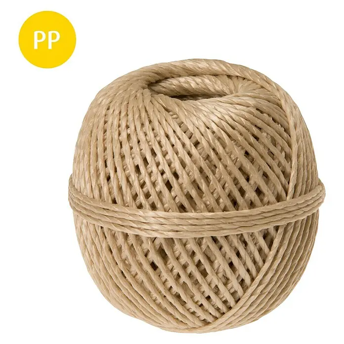 Stabilit Bindfaden - Seillänge: 100 m, Durchmesser: 2 mm - Nahaufnahme eines PP-Schnurballs, ideal zum Basteln und Verpacken, mit einer robusten Textur.