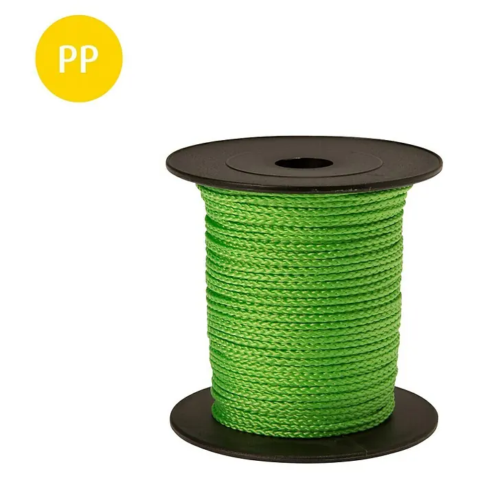 Stabilit PP-Seil - Ø x L: 1,7 mm x 50 m, Grün - Spule mit grünem PP-Bindfaden.