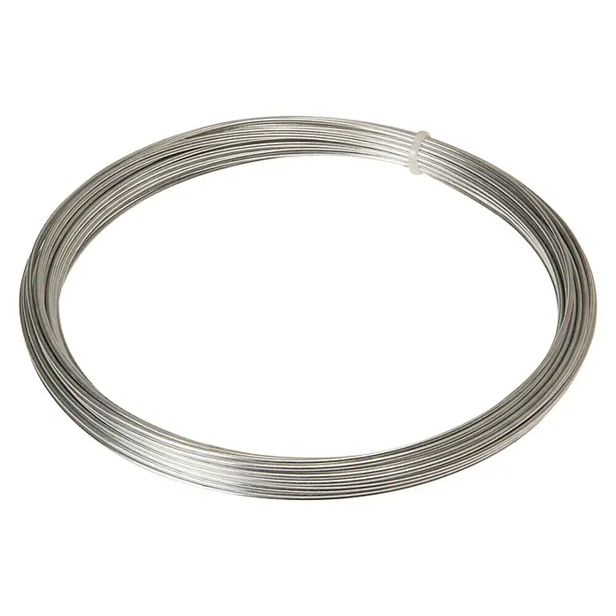 Stabilit Draht - Ø x L: 1,2 mm x 2.200 cm, Metall - Bild einer Spule aus silbernem Metalldraht, die mit einem transparenten Kunststoffband zusammengehalten wird.