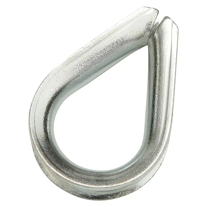 Conacord Kausche - Für Seildurchmesser: 4 mm, Stahl - Nahaufnahme eines silbernen Seilschutzes, ein robustes Zubehör für die sichere Seilhandhabung und -führung.