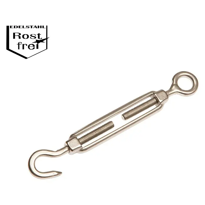 Conacord Spannschloss - Für Seildurchmesser: 6 mm, Länge: 110 mm, Edelstahl - Spannschloss mit Haken und Öse aus Edelstahl, ideal zum Spannen von Seilen und Drähten.