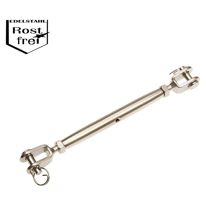 Wantenspanner - Gewinde: M 5, Edelstahl - Edelstahl Wantenspanner mit Gabel und Knebel für zuverlässige Spannung und Rostfreiheit.