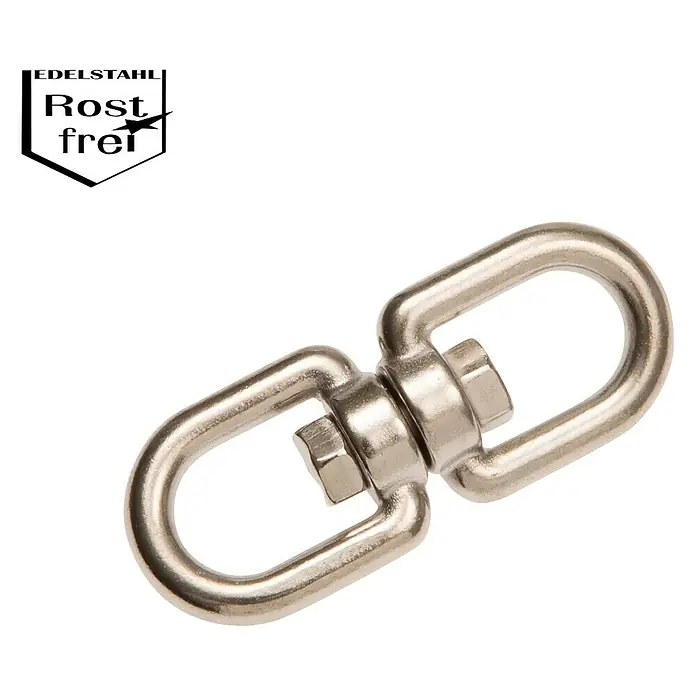 Conacord Sacavueltas - Acero inoxidable, Diámetro: 6 mm, Para diámetro de cable: 13 mm - Giratorio de acero inoxidable con dos cáncamos y pernos de tornillo para una conexión segura. Material inoxidable para una larga duración.