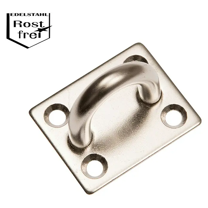 Conacord Decksplatte - 40 x 35 mm, Edelstahl - Edelstahl Ringplatte mit Öse zum Einhängen. Rostfreies Material für den Innen- und Außenbereich.