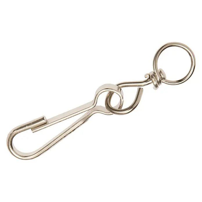 Conacord Mosquetón - Largo: 40 mm, Acero, Niquelado - Mosquetón de clip plateado con giratorio y anilla, ideal para sujetar llaves u otros objetos pequeños.