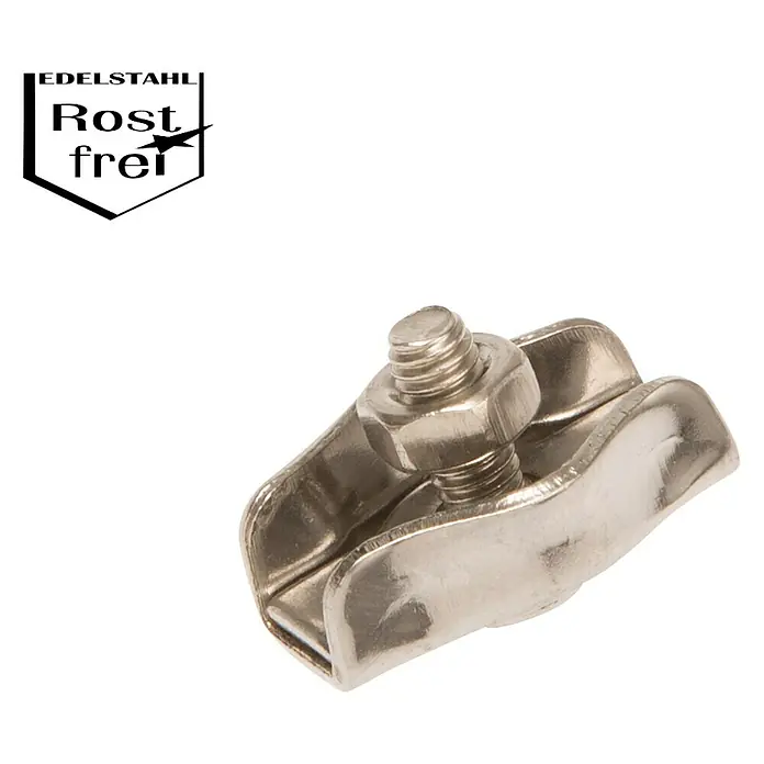 Conacord Simplex-Klemme - Für Seildurchmesser: 3 mm, Edelstahl - Edelstahl Drahtseilklemme, auch bekannt als Seilklemme oder Drahtseilklemme, für die sichere Befestigung von Drahtseilen.