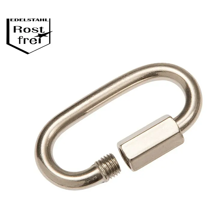 Ketten-Schnellverschluss - Ø x L: 6 x 45 mm, Edelstahl - Edelstahl Schäkel mit Schraubverschluss, ideal für sichere Verbindungen. Robust und rostfrei für vielseitige Anwendungen.