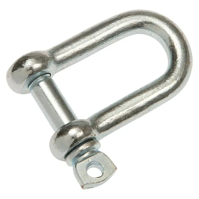Grillete - Ø x L: 8 x 55 mm, Acero, Carga soportada: 200 kg - Un grillete plateado con perno y orificio rectangular. Ideal para conectar cuerdas y cadenas.