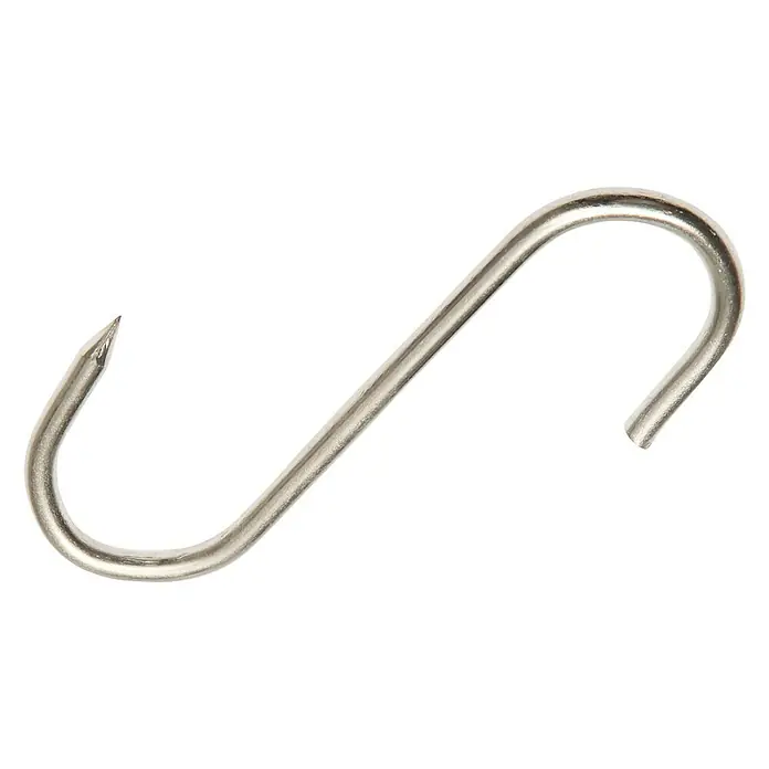 Conacord Gancho en S - Ø x L: 4,4 x 100 mm, Acero - Gancho de carnicero de metal en forma de S, ideal para colgar y procesar productos cárnicos. Una herramienta esencial para carniceros.