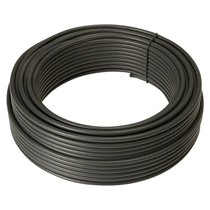 Draht - Durchmesser: 3,8 mm, Länge: 25 m, Metall, Anthrazit - Eine Rolle schwarzes Kabel, das für verschiedene Anwendungen geeignet ist und eine zuverlässige Verbindung bietet.
