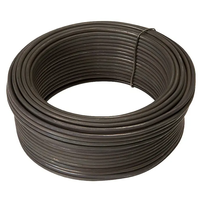 DrahtDurchmesser: 1,8 mm, Länge: 2.500 cm, Metall - Eine Spule aus schwarzem Bindedraht, die für Bauarbeiten und andere Anwendungen geeignet ist.