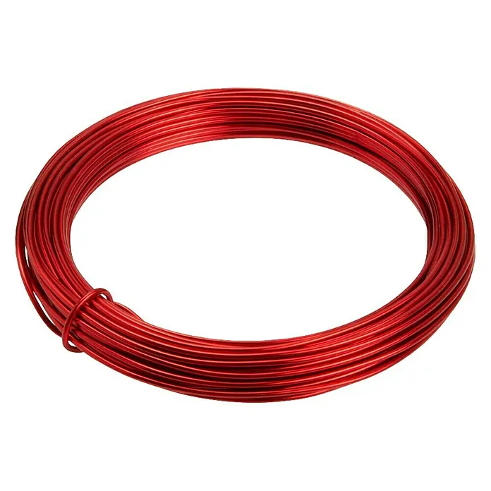 Conacord Draht - Ø x L: 1,6 mm x 1.200 cm, Aluminium, Rot - Aufnahme von einer Rolle rotem Aluminiumdraht, der sich auf einem sauberen weißen Hintergrund befindet.