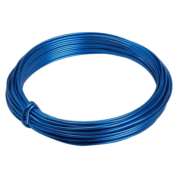 Conacord Draht - Ø x L: 1,6 mm x 1.200 cm, Aluminium, Blau - Nahaufnahme einer Spule aus blauem Basteldraht, ideal für Schmuckherstellung und kreative DIY-Projekte.