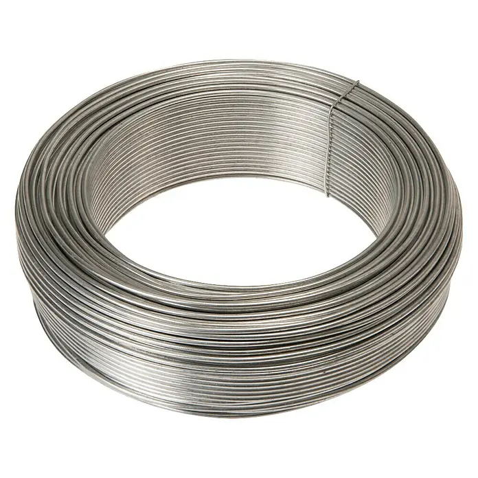 Draht - Durchmesser: 1,8 mm, Länge: 10.000 cm, Verzinkt, Metall - Draufsicht auf eine Spule aus verzinktem Eisendraht, die für verschiedene Anwendungen in Handwerk und Industrie geeignet ist.