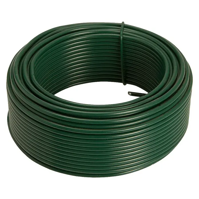 Draht - Durchmesser: 2,8 mm, Länge: 2.500 cm, Metall, Grün - Ein Ring aus grünem Bindedraht, ideal für Gartenarbeiten und zum Befestigen von Pflanzen. Praktisches und robustes Material.