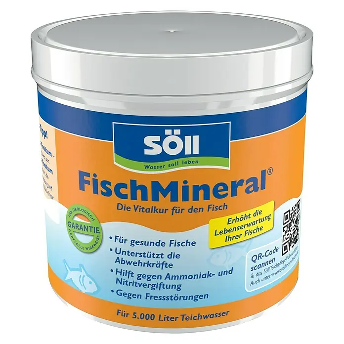 Söll Teichpflegemittel FischMineral - 500 g - Söll FischMineral, ein Ergänzungsfutter für Fische zur Unterstützung der Gesundheit und zur Förderung der Vitalität.