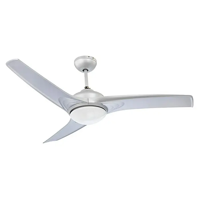 Globo Deckenventilator - Silber, Opal, 132 cm, 40 W - Moderne Deckenleuchte mit drei Flügeln und integriertem Licht für eine stilvolle Beleuchtung im Raum.