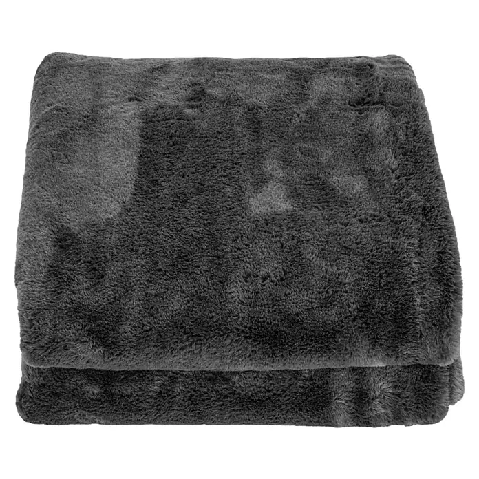 Manta para sofá Happy - 150 x 200 cm, Negro - Se trata de un cubrecama gris y esponjoso, ideal para acurrucarse y que aporta calidez y confort a tu hogar.