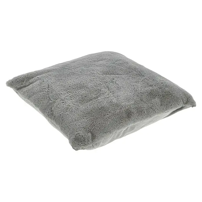 Kissen Happy - Silber, 48 x 48 cm, 100 % Polyester - Graues, quadratisches Kissen mit flauschiger Textur, perfekt für gemütliche Momente und dekorative Akzente in Ihrem Zuhause.