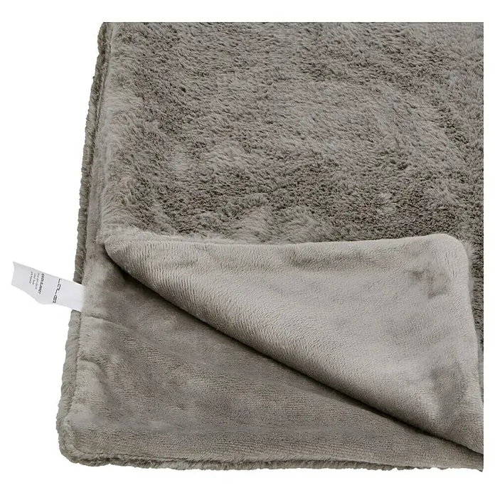 Decke Happy - Taupe, 200 x 150 cm, 100 % Polyester - Graue, flauschige Wohndecke, die eine weiche und gemütliche Textur für zusätzlichen Komfort und Wärme bietet.