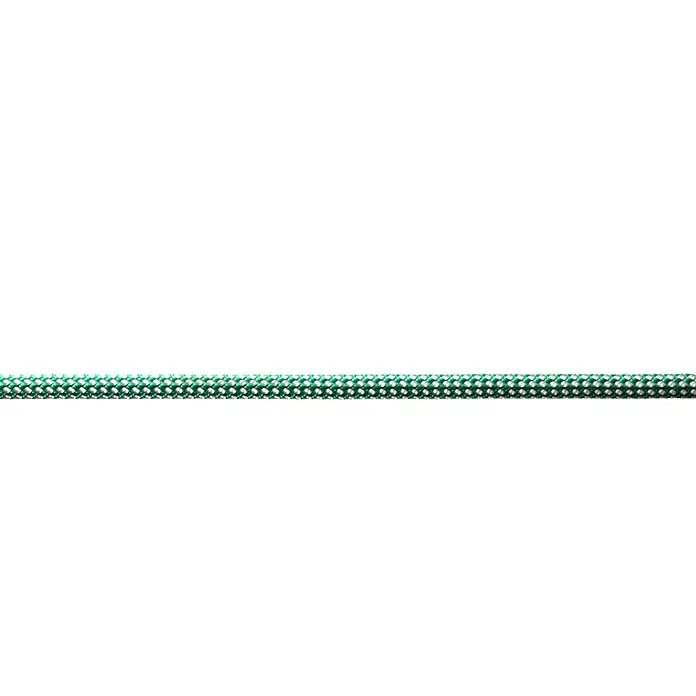 Robline Leine Meterware Dinghy Control - 5 mm, Weiß/Grün, Polyester - Nahaufnahme eines robusten, grün-weiß gemusterten Kletterseils, das Sicherheit und Haltbarkeit für anspruchsvolle Aufstiege bietet.