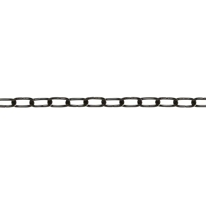 Stabilit Ringkette Meterware - Durchmesser: 2 mm, Schwarz - Nahaufnahme einer silbernen Metallkette auf schwarzem Hintergrund, die Stärke und Haltbarkeit vermittelt.