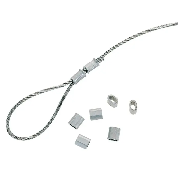 Stabilit Seilpressklemme - Für Seildurchmesser: 4 mm, Aluminium, 10 Stk. - Metallseilklemme mit mehreren Hülsen für sichere Verbindungen und Schlaufen.