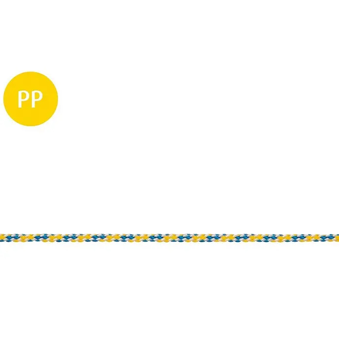 Stabilit Cuerda por metros - Diámetro: 3 mm, Plástico, Multicolor amarillo, Carga soportada: 18 kg - Cuerda de polipropileno: La cuerda trenzada resistente en amarillo y azul ofrece alta resistencia y versatilidad para diversas aplicaciones.