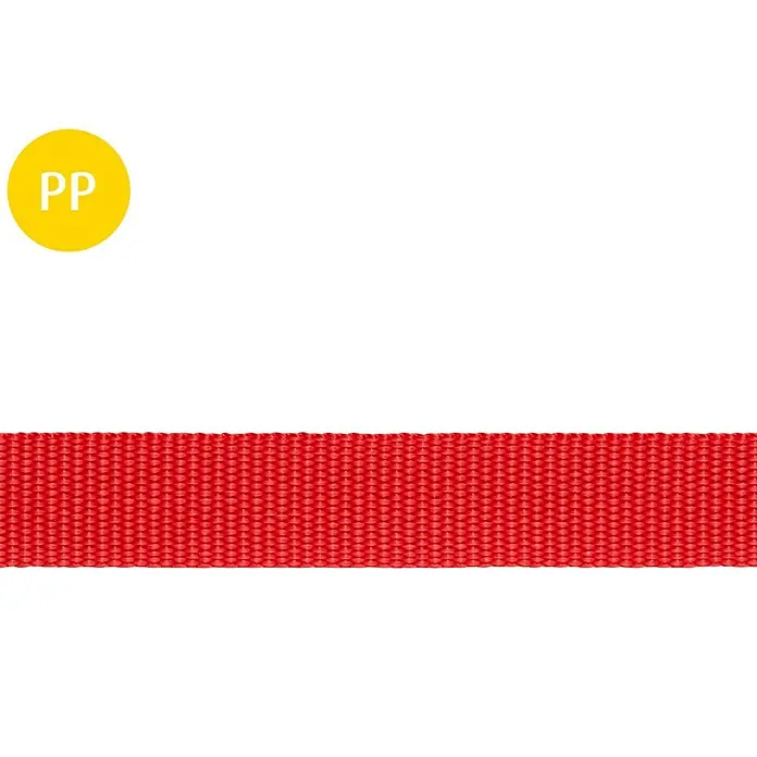 Stabilit Cinta de lona a metros - Ancho: 25 mm, Rojo, Polipropileno - Cinta de polipropileno roja, un material duradero y versátil para diversas aplicaciones.