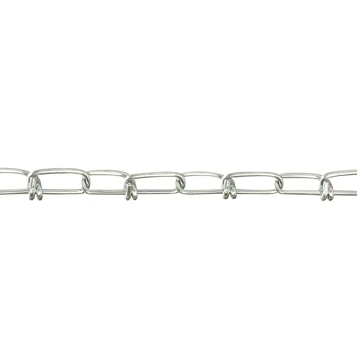 Stabilit Knotenkette Meterware - 1,6 mm, Stahl, Galvanisch verzinkt - Nahaufnahme einer silbernen Kette mit stabilen Gliedern auf schwarzem Hintergrund. Ideal für Schmuckdesign und Sicherheitsanwendungen.