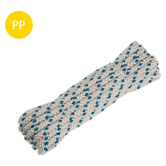 Stabilit PP-Seil - Ø x L: 8 mm x 7,5 m, Polyethylen, Blau, 8-fach geflochten - Geflochtenes Polypropylen Seil in Weiß und Blau, ideal für den vielseitigen Einsatz im Innen- und Außenbereich. Strapazierfähig und langlebig.