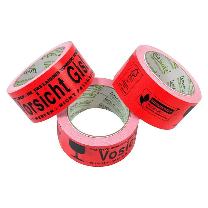 PackMann linio verda® Packband - Vorsicht Glas, L x B: 50 m x 50 mm - Auswahl an "Vorsicht Glas!"-Klebebändern.
