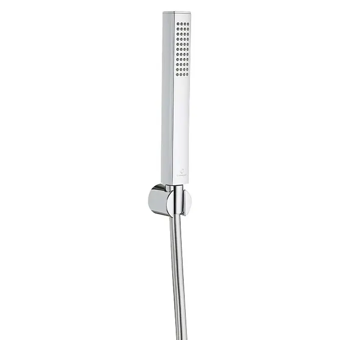 Camargue Brause-Set Glymur - Anzahl Strahlarten: 1 Stk., Chrom - Handbrause aus Chrom mit rechteckigem Kopf und flexibler Brauseschlauch, ideal für moderne Badezimmerdesigns.