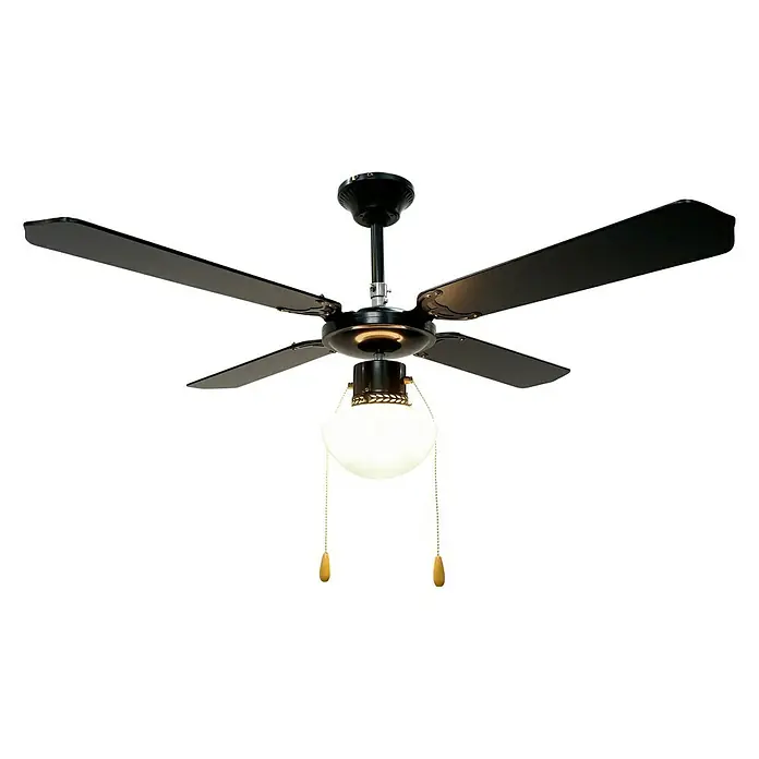 Arte confort Ventilador de techo Hawaii - Negro, 107 cm, 55 W - Elegante ventilador de techo con cuatro aspas y lámpara integrada para iluminación y refrigeración en cualquier habitación.