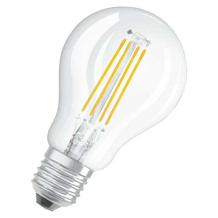 Osram Superstar LED-Lampe - E27, Dimmbar, Warmweiß, 470 lm, 5 W - Klare LED-Lampe im Glühbirnen-Design mit vier Filamenten, die ein warmes, einladendes Licht erzeugt. Energieeffizient und langlebig.