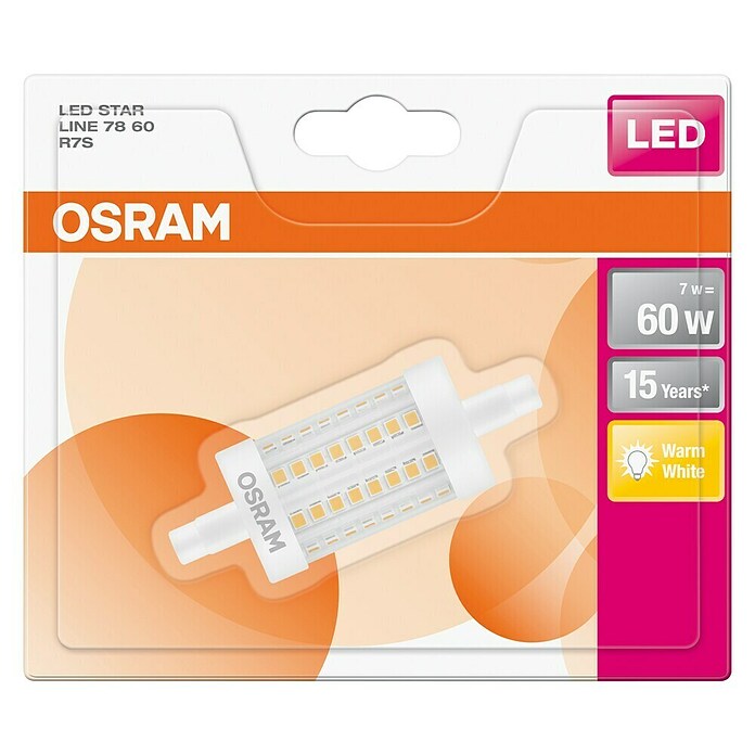 Osram Star LED-Leuchtmittel (7 W, Lichtfarbe: Warmweiß, Nicht Dimmbar, Röhrenform)
