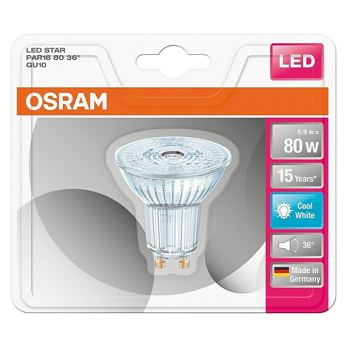 Osram Star Bombilla reflectora LED (6,9 W, 36°, Color de luz: Blanco neutro, No regulable)