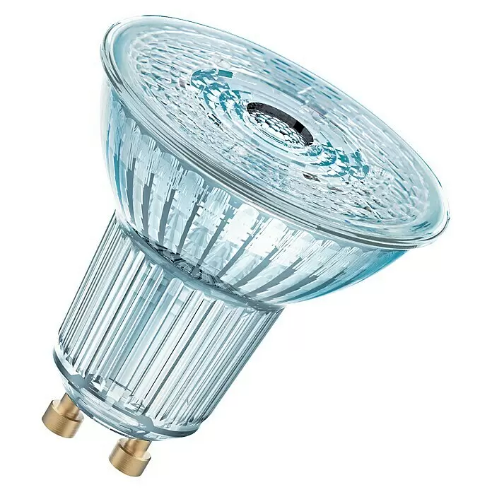 Osram Star Bombilla LED - GU10, No regulable, Blanco frío, 575 lm, 6,9 W - Bombilla spot MR16 de cristal transparente con reflector texturizado y dos patillas de latón.