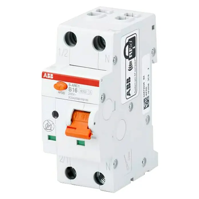 ABB Brandschutzschalter S-ARC1 B16 - Auslösecharakteristik: B, 16 A, 6 kA, Polanzahl: 2 Stk. - ABB S-ARC1 B16 Fehlerstromschutzschalter mit RFID-Technologie für zuverlässigen Schutz und einfache Identifizierung.