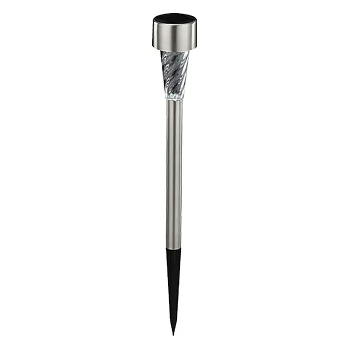 BAUHAUS Solar-Erdspieß Shine - 0,07 W, Edelstahl, 3 lm - Solarbetriebene Gartenleuchte mit Edelstahloptik und spiralförmigem Lichtelement für den Außenbereich.