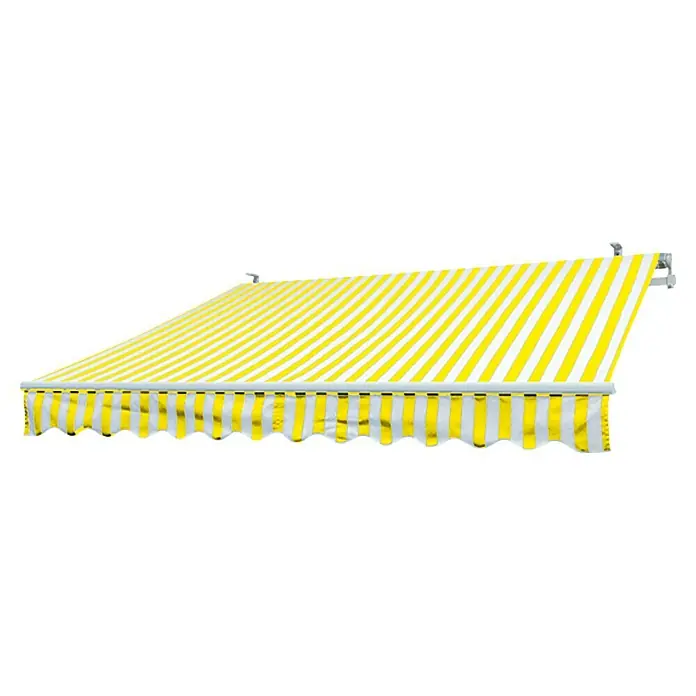 Sunfun Gelenkarmmarkise - Gelb/Weiß, Breite: 3 m, Ausfall: 2 m - Gelb-weiß gestreifte Markise, ideal für Sonnenschutz und stilvolles Design im Außenbereich.