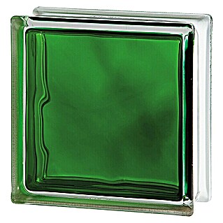 Glasblok BRILLY (Smaragdgroen, Structuur: Wolk, Vierkant)