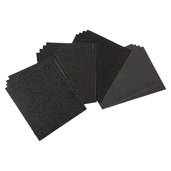 Craftomat Schleifpapier-Set - 16 -tlg., Körnung: 40 - 240 - Bild von einer Packung Schleifpapierbögen, die für verschiedene Schleifarbeiten verwendet werden können.