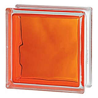 Glasblok BRILLY (Oranje, Structuur: Wolk, Vierkant)
