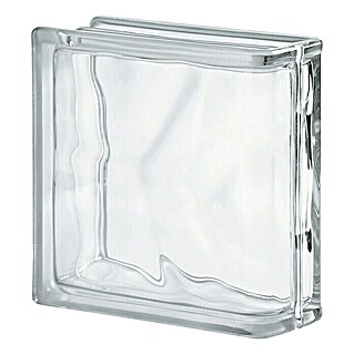 Glasblok eindsteen Basic (Helder, Structuur: Wolk, Vierkant, Eenzijdige wandafsluiting)