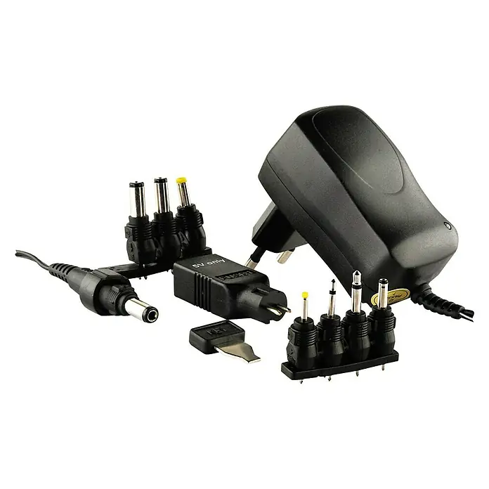 Schwaiger Universal-Steckernetzgerät - 0,001 V, Kabellänge: 2 m, 3 V - 12 V - Ein vielseitiges Netzteil-Set mit verschiedenen Adaptern, ideal für unterschiedliche elektronische Geräte.