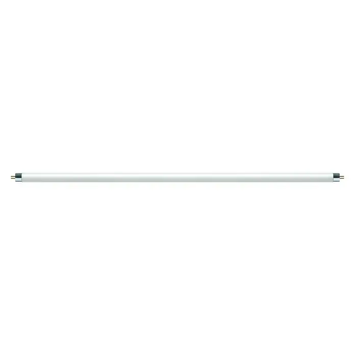 Osram Leuchtstoffröhre Interna - Länge: 115 cm, Warmweiß, 28 W, 2.600 lm, G5 - Aufnahme einer einzelnen, langen, leuchtenden Neonröhre auf einem schwarzen Hintergrund.